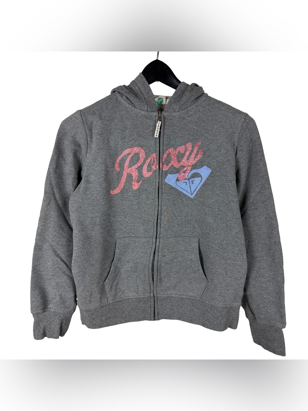 Girls Y2K Roxy Girl Cute Mall Core Motocross Full Zip Glitter Hoodie Size L